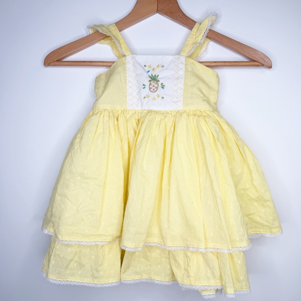 Well‎ Dressed Wolf Yellow Pineapple Cameron Embroidered Sundress 3T